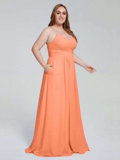 Julianna Modest Spaghetti Straps Plus Size Bridesmaid Dresses