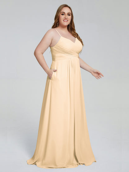 Julianna Modest Spaghetti Straps Plus Size Bridesmaid Dresses