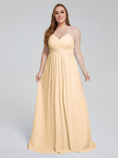 Julianna Modest Spaghetti Straps Plus Size Bridesmaid Dresses
