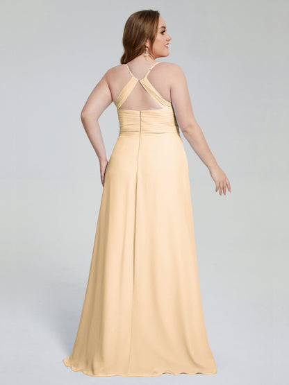 Julianna Modest Spaghetti Straps Plus Size Bridesmaid Dresses