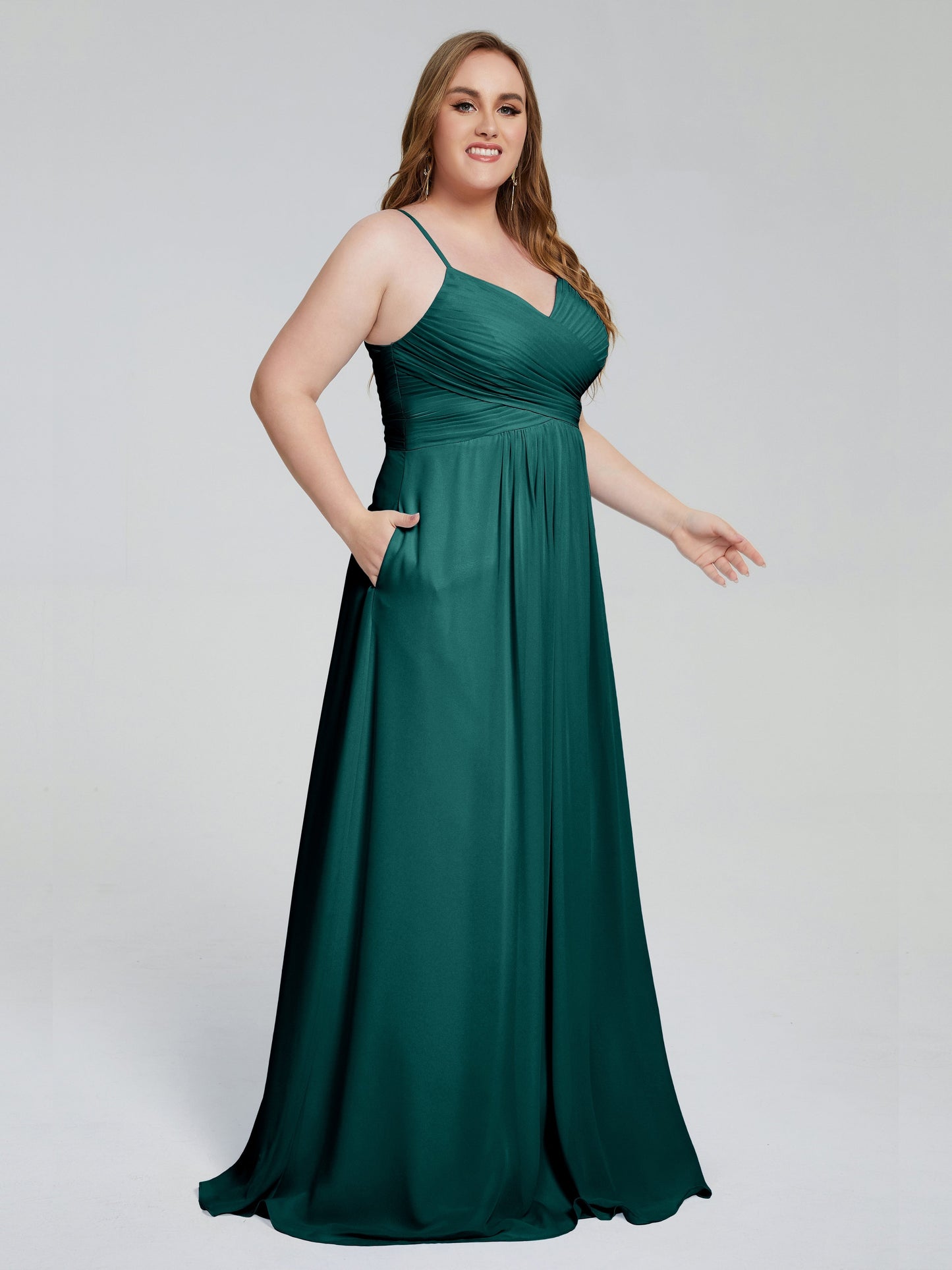 Julianna Modest Spaghetti Straps Plus Size Bridesmaid Dresses