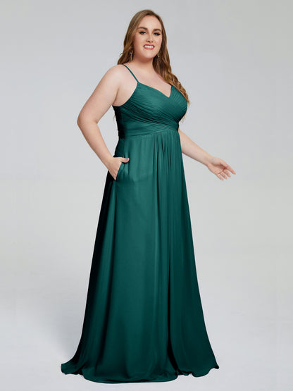 Julianna Modest Spaghetti Straps Plus Size Bridesmaid Dresses