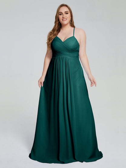 Julianna Modest Spaghetti Straps Plus Size Bridesmaid Dresses