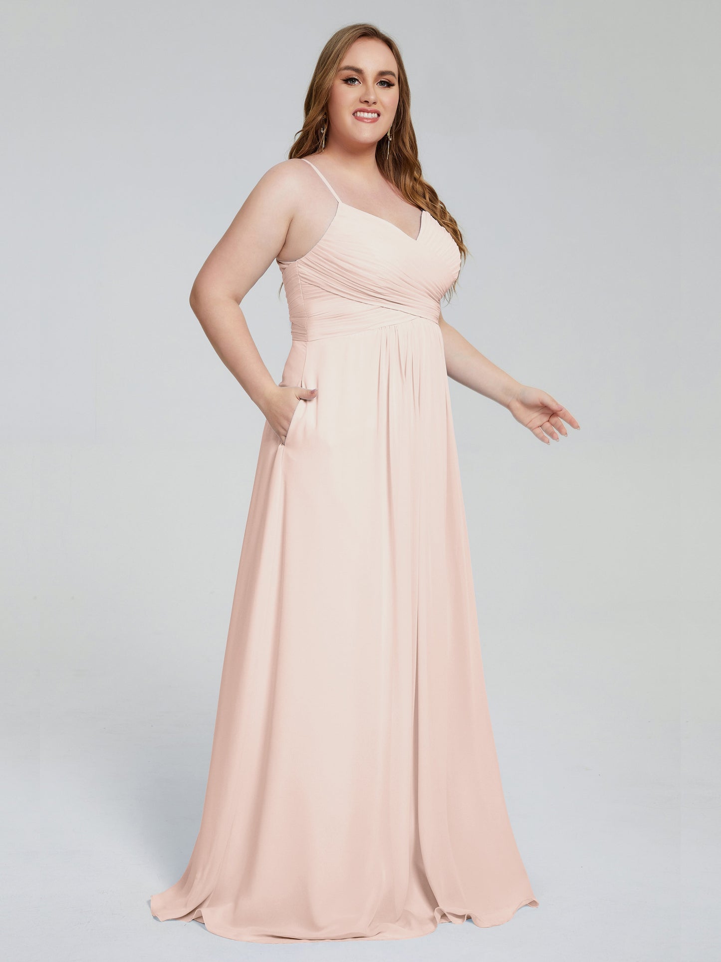 Julianna Modest Spaghetti Straps Plus Size Bridesmaid Dresses