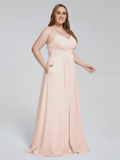Julianna Modest Spaghetti Straps Plus Size Bridesmaid Dresses