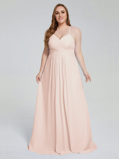 Julianna Modest Spaghetti Straps Plus Size Bridesmaid Dresses