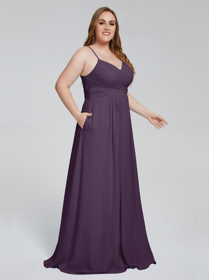 Julianna Modest Spaghetti Straps Plus Size Bridesmaid Dresses
