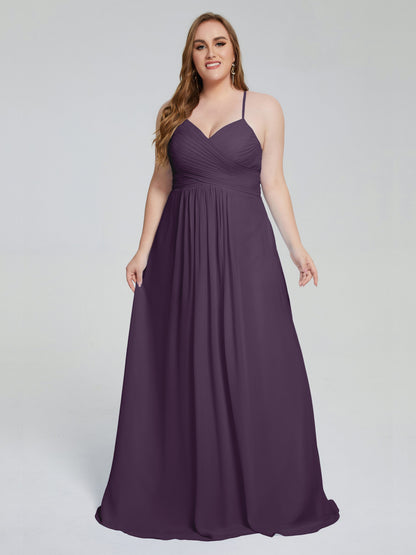 Julianna Modest Spaghetti Straps Plus Size Bridesmaid Dresses