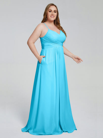 Julianna Modest Spaghetti Straps Plus Size Bridesmaid Dresses