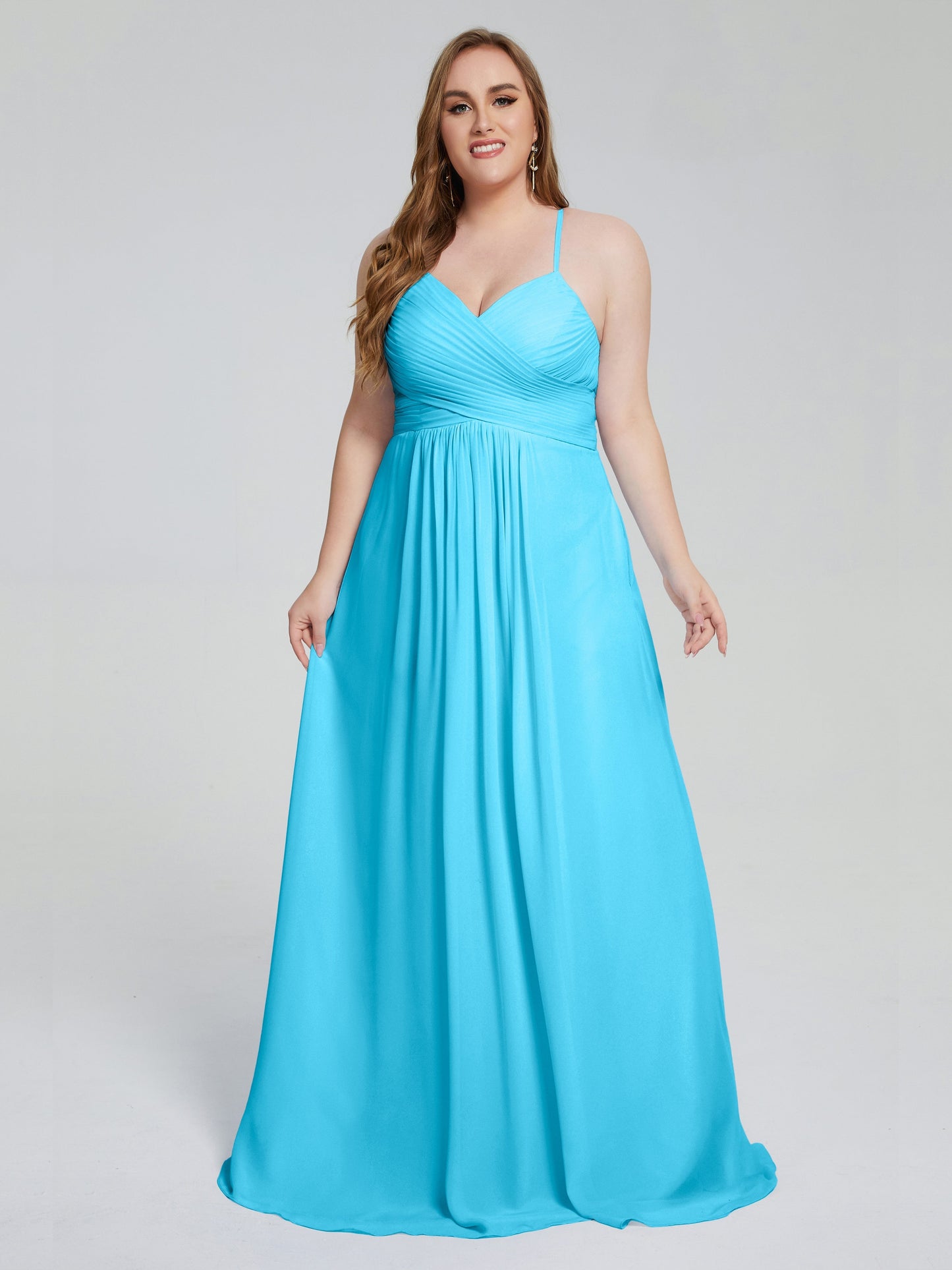 Julianna Modest Spaghetti Straps Plus Size Bridesmaid Dresses