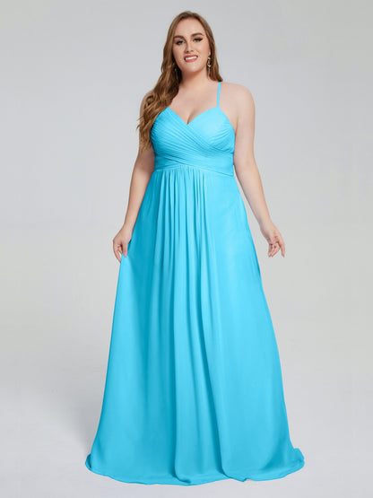 Julianna Modest Spaghetti Straps Plus Size Bridesmaid Dresses