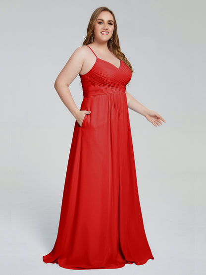 Julianna Modest Spaghetti Straps Plus Size Bridesmaid Dresses