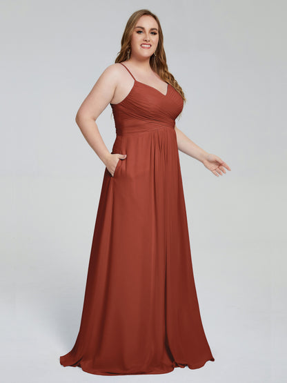 Julianna Modest Spaghetti Straps Plus Size Bridesmaid Dresses
