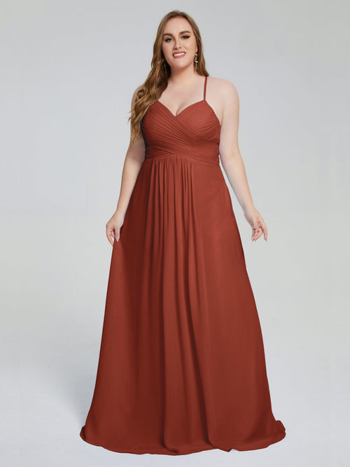 Julianna Modest Spaghetti Straps Plus Size Bridesmaid Dresses