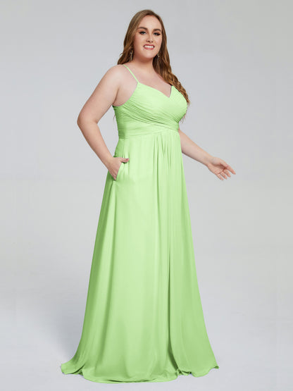 Julianna Modest Spaghetti Straps Plus Size Bridesmaid Dresses