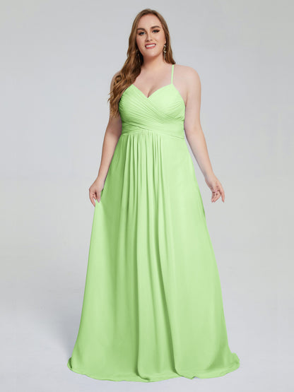Julianna Modest Spaghetti Straps Plus Size Bridesmaid Dresses