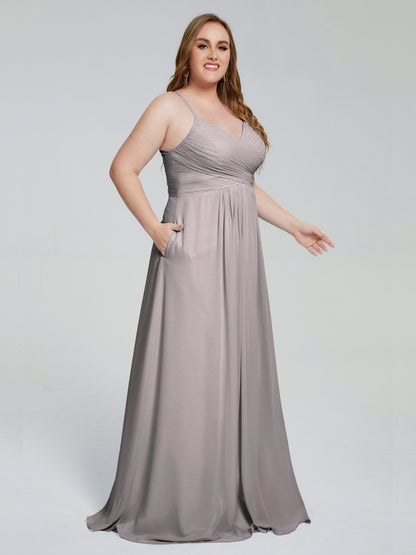 Julianna Modest Spaghetti Straps Plus Size Bridesmaid Dresses