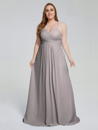 Julianna Modest Spaghetti Straps Plus Size Bridesmaid Dresses
