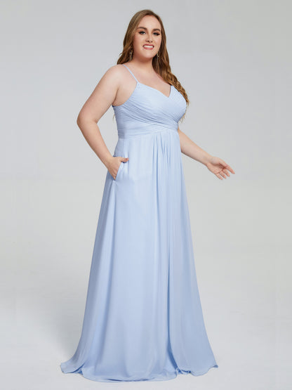 Julianna Modest Spaghetti Straps Plus Size Bridesmaid Dresses