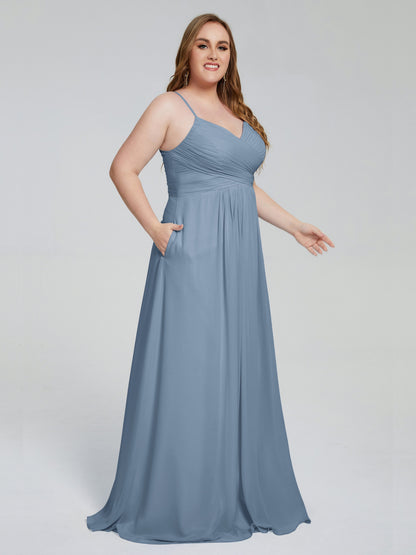 Julianna Modest Spaghetti Straps Plus Size Bridesmaid Dresses