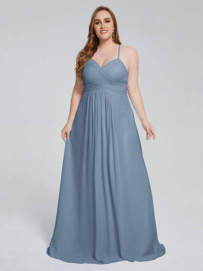 Julianna Modest Spaghetti Straps Plus Size Bridesmaid Dresses