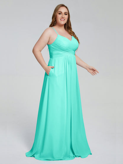 Julianna Modest Spaghetti Straps Plus Size Bridesmaid Dresses