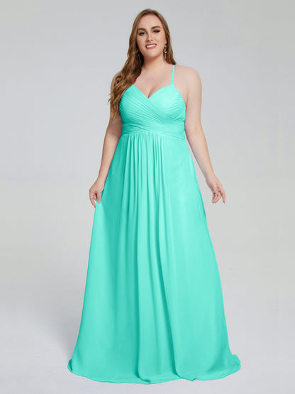 Julianna Modest Spaghetti Straps Plus Size Bridesmaid Dresses