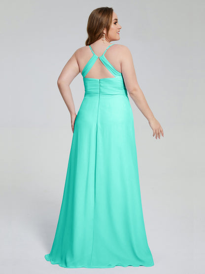 Julianna Modest Spaghetti Straps Plus Size Bridesmaid Dresses