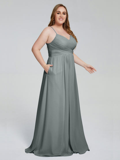 Julianna Modest Spaghetti Straps Plus Size Bridesmaid Dresses