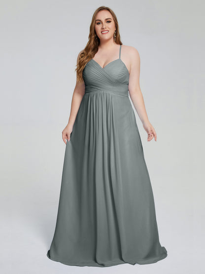 Julianna Modest Spaghetti Straps Plus Size Bridesmaid Dresses