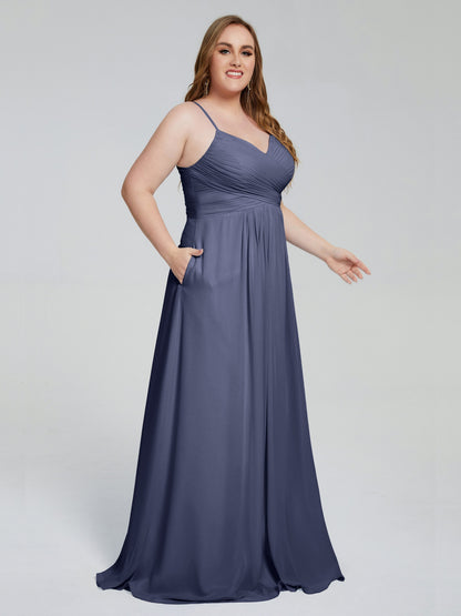 Julianna Modest Spaghetti Straps Plus Size Bridesmaid Dresses