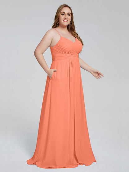 Julianna Modest Spaghetti Straps Plus Size Bridesmaid Dresses