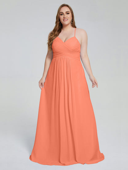 Julianna Modest Spaghetti Straps Plus Size Bridesmaid Dresses