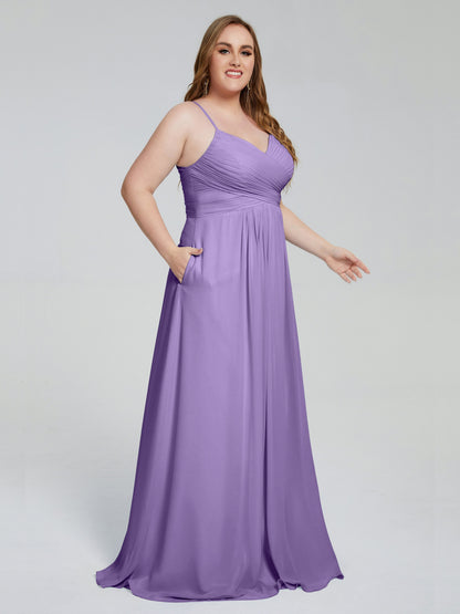 Julianna Modest Spaghetti Straps Plus Size Bridesmaid Dresses
