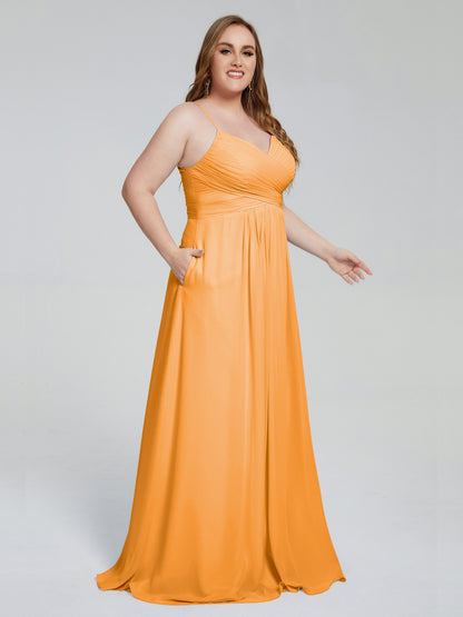 Julianna Modest Spaghetti Straps Plus Size Bridesmaid Dresses