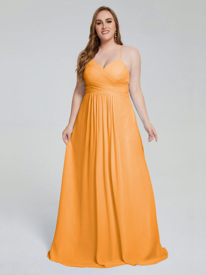 Julianna Modest Spaghetti Straps Plus Size Bridesmaid Dresses