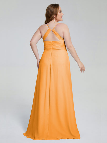Julianna Modest Spaghetti Straps Plus Size Bridesmaid Dresses