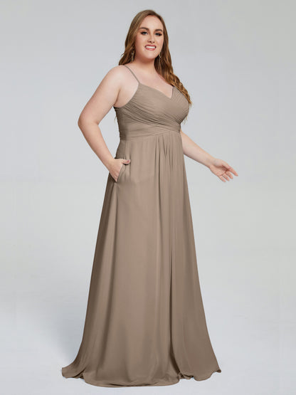 Julianna Modest Spaghetti Straps Plus Size Bridesmaid Dresses