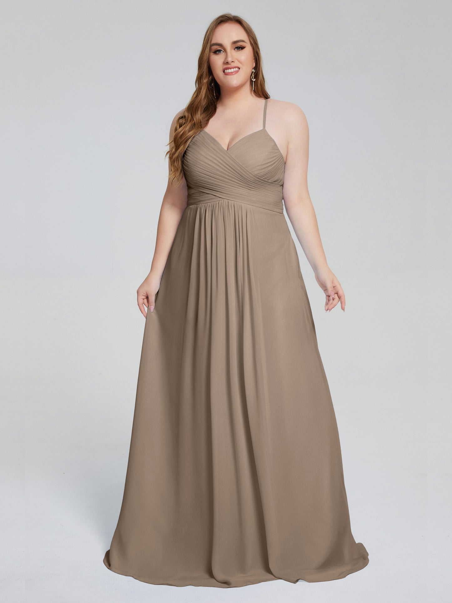 Julianna Modest Spaghetti Straps Plus Size Bridesmaid Dresses