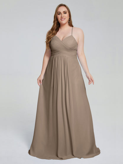Julianna Modest Spaghetti Straps Plus Size Bridesmaid Dresses