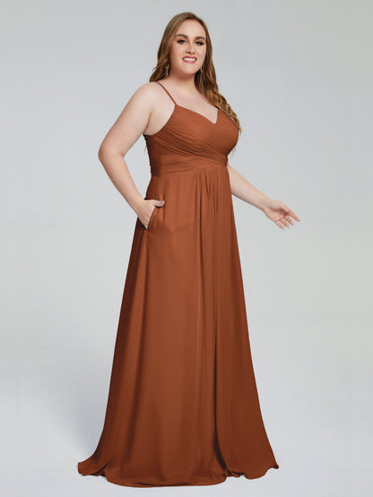 Julianna Modest Spaghetti Straps Plus Size Bridesmaid Dresses