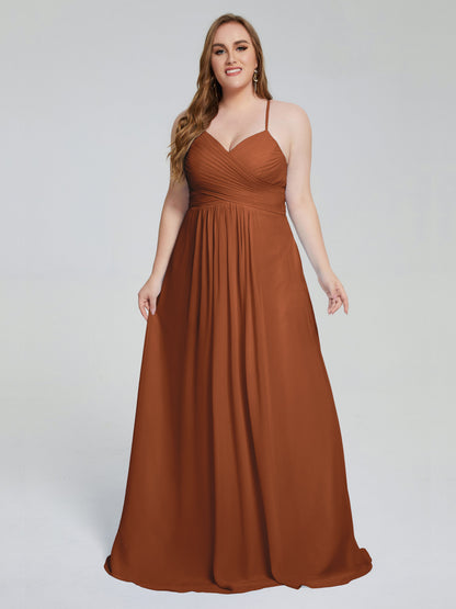 Julianna Modest Spaghetti Straps Plus Size Bridesmaid Dresses
