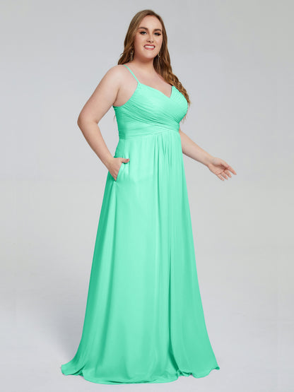 Julianna Modest Spaghetti Straps Plus Size Bridesmaid Dresses