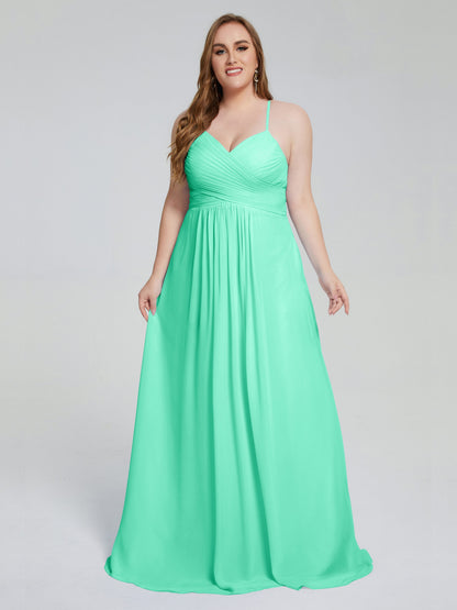 Julianna Modest Spaghetti Straps Plus Size Bridesmaid Dresses