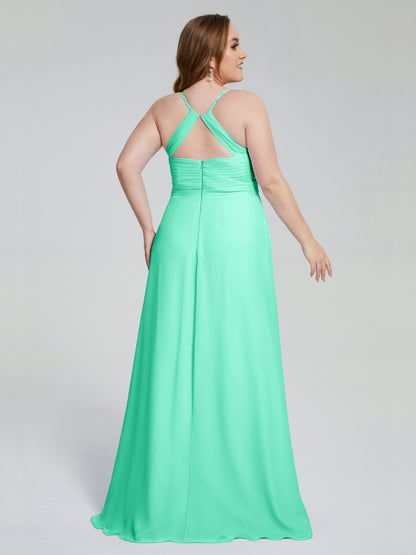 Julianna Modest Spaghetti Straps Plus Size Bridesmaid Dresses