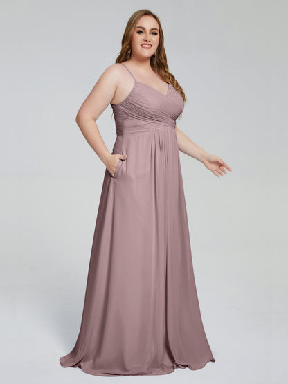 Julianna Modest Spaghetti Straps Plus Size Bridesmaid Dresses