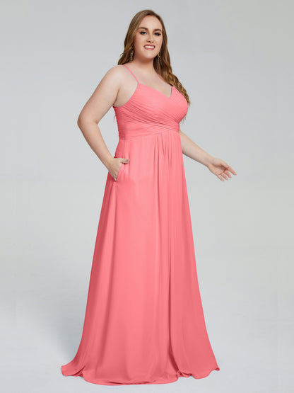 Julianna Modest Spaghetti Straps Plus Size Bridesmaid Dresses