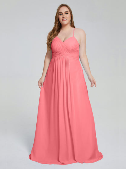 Julianna Modest Spaghetti Straps Plus Size Bridesmaid Dresses
