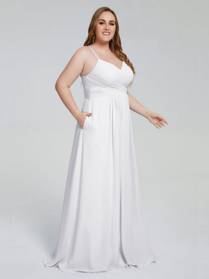 Julianna Modest Spaghetti Straps Plus Size Bridesmaid Dresses