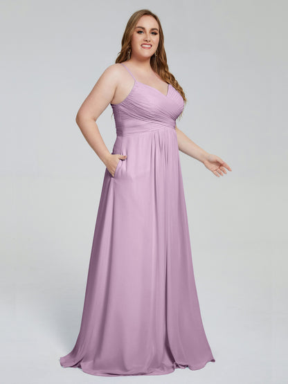 Julianna Modest Spaghetti Straps Plus Size Bridesmaid Dresses